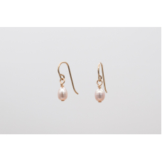 Small silver-tone freshwater pearl earrings with 14k gold-filled hooks