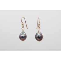 Dark brown freshwater pearl drop earrings with 14k gold-filled hooks