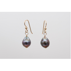 Dark brown freshwater pearl drop earrings with 14k gold-filled hooks
