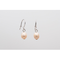 Light apricot freshwater pearl earrings with secure 925 silver hooks