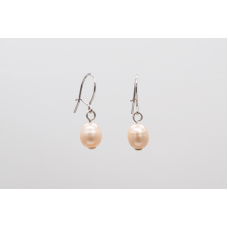 Light apricot freshwater pearl earrings with secure 925 silver hooks
