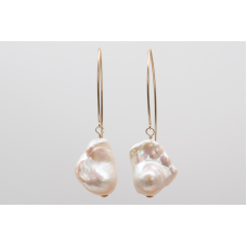 Large baroque freshwater pearl earrings with 14k gold-filled long hooks