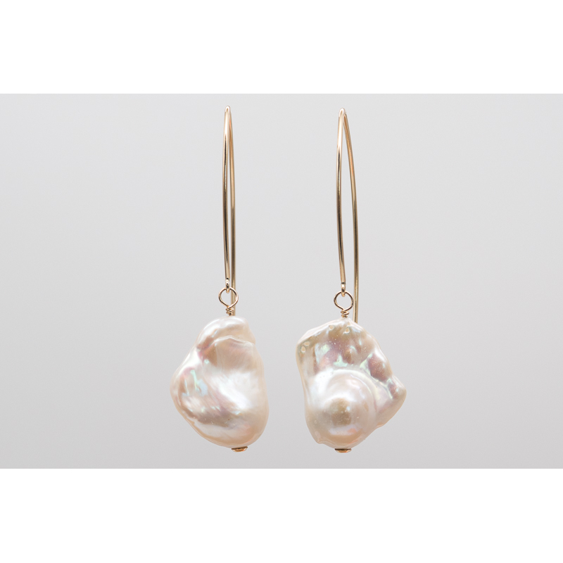 Large baroque freshwater pearl earrings with gold-filled hooks