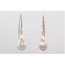 White AAA baroque freshwater pearl drops with 14k gold-filled long hooks