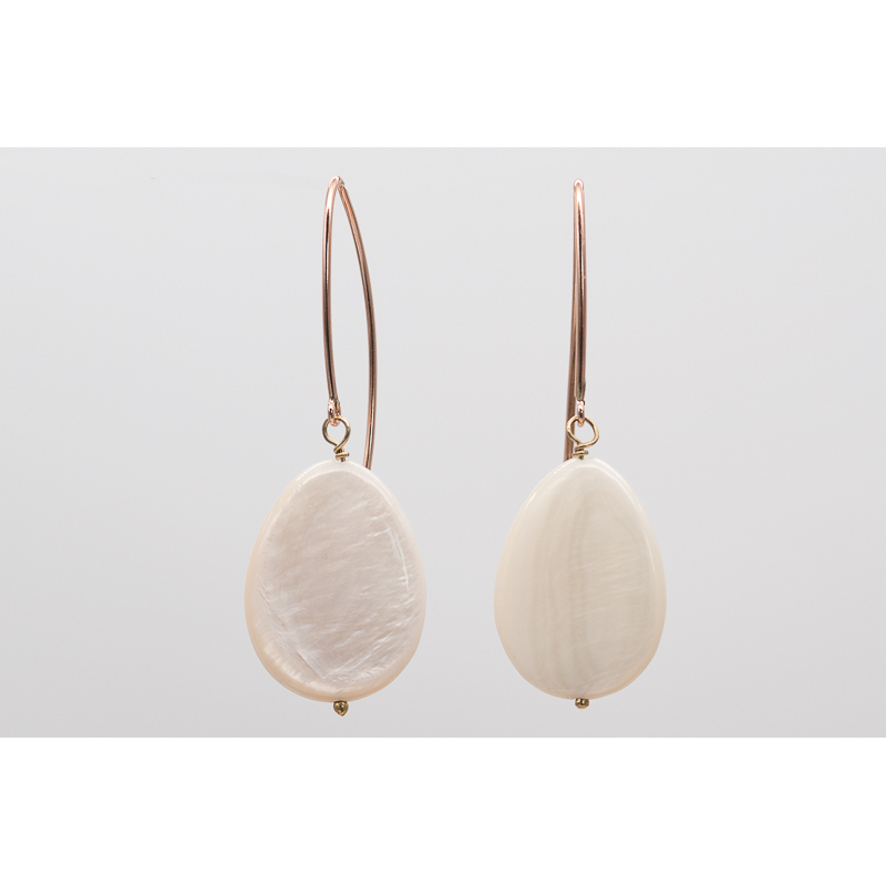 White mother-of-pearl drop earrings with gold-filled hooks