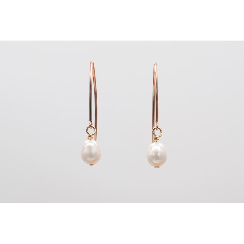 Small white freshwater pearl drops with gold-filled hooks