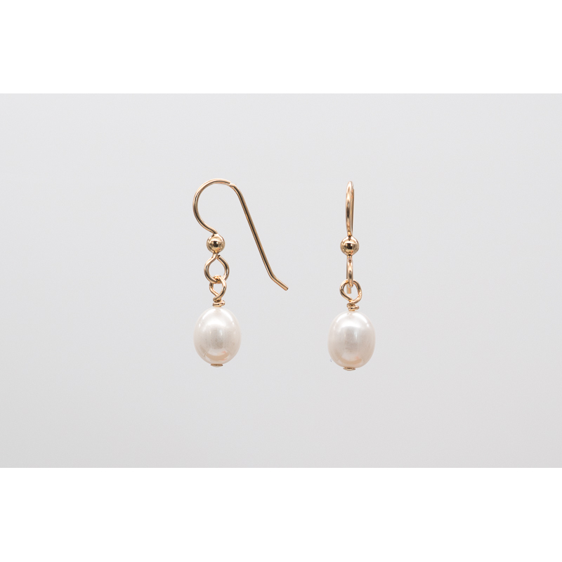 Small white freshwater pearl drops with gold-filled hooks