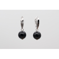 Black pearl imitation earrings with 925 sterling silver hooks