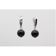 Black pearl imitation earrings with 925 sterling silver hooks