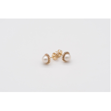 White AAA freshwater pearl studs with 14k gold-filled twisted setting