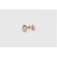 Lavender AAA freshwater pearl studs in 14k gold-filled twisted setting