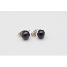 Black AAA freshwater pearl clip-on earrings with adjustable 925 silver mechanism