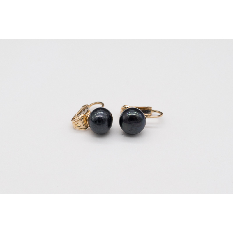 Black freshwater pearl clip-on earrings with Gold-Filled setting