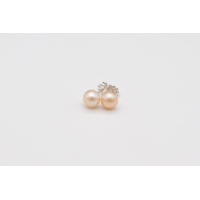 Aprikožu toņa AAA upes pērļu podziņas ar sudraba nagliņu stiprinājumu