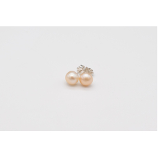 Apricot AAA freshwater pearl studs with sterling silver posts