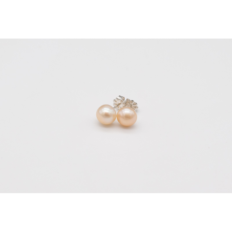 Apricot freshwater pearl studs with sterling silver posts