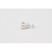 Classic white AAA freshwater pearl studs with sterling silver posts