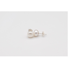 Classic white AAA freshwater pearl studs with sterling silver posts