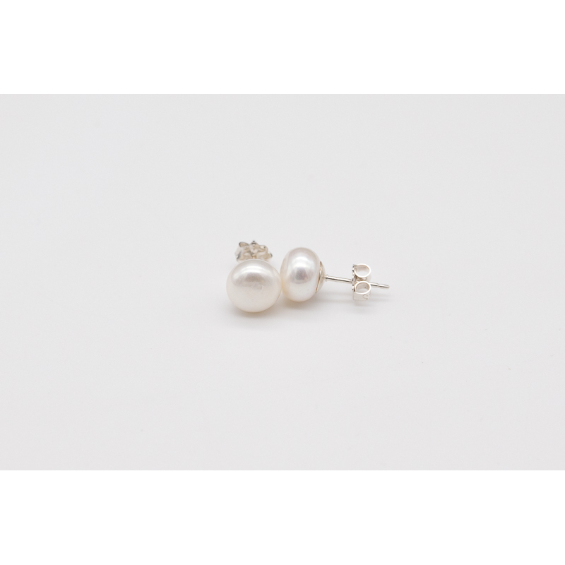 Classic white freshwater pearl studs with sterling silver posts