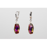 Long crystal drop earrings with sterling silver click-it hooks