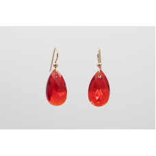 Sarkanie Swarovski kristāla auskari ar 14k Gold-Filled āķīšiem