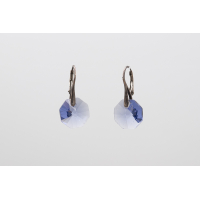 Blue octagon Swarovski crystal earrings with sterling silver lever-back hooks