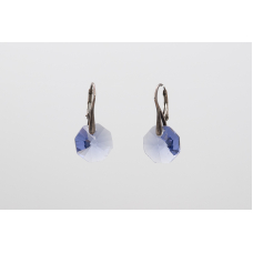 Blue octagon Swarovski crystal earrings with sterling silver lever-back hooks