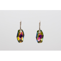 Rainbow glass crystal earrings with sterling silver lever-back hooks