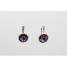 Dark lilac Swarovski Rivoli earrings with 925 silver hooks