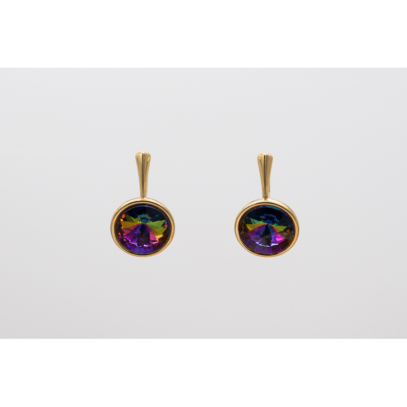 Multicolor Swarovski Rivoli earrings with gold-plated hooks