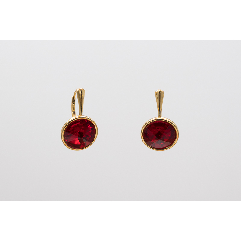 Scarlet Swarovski Rivoli earrings with gold-plated hooks