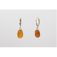 Natural amber drop earrings with 14k Gold Filled leverback hooks