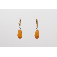 Natural light amber drop earrings (7×14 mm) with 14k Gold Filled leverback hooks