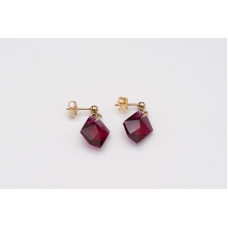 Burgundy Swarovski crystal earrings with 14k Gold Filled studs