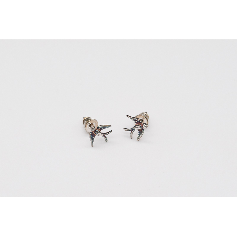 Silver swallow stud earrings