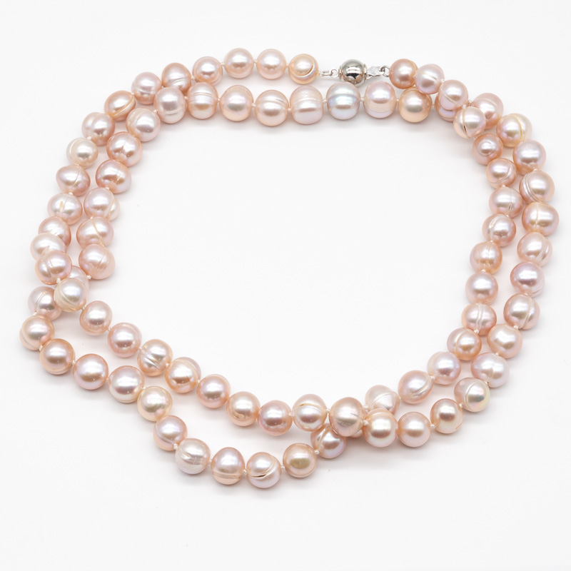 Lavender freshwater pearl necklace 80 cm opera length