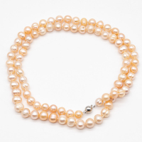 Apricot freshwater pearl necklace with clasp