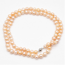 Apricot freshwater pearl necklace with clasp