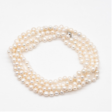 Long white freshwater pearl necklace with clasp