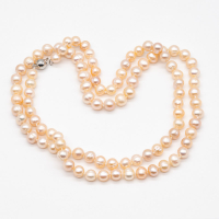 Apricot freshwater pearl necklace with clasp