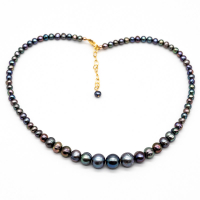 Dark gray freshwater pearl necklace with gold clasp