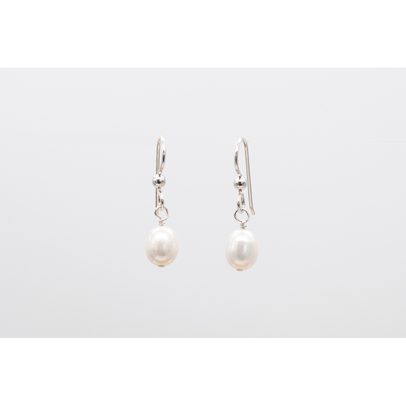 Oval freshwater pearl earrings with sterling silver hooks