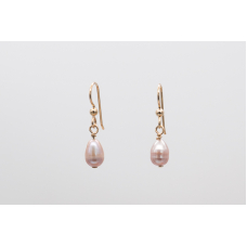 Lavender teardrop freshwater pearl earrings with 14k gold-filled hooks