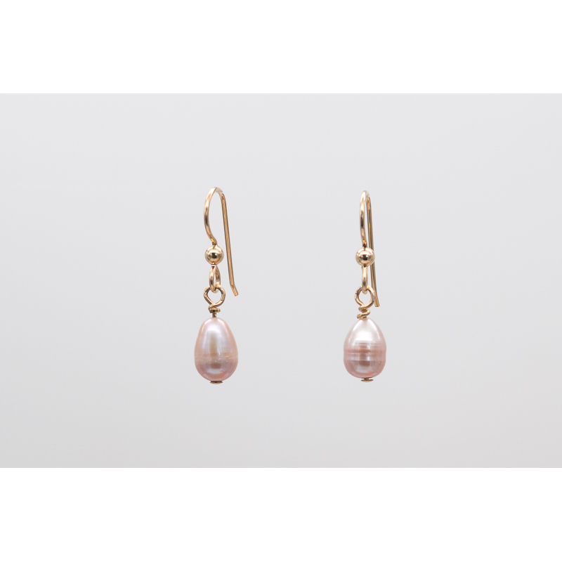 Lavender teardrop freshwater pearl earrings with gold-filled hooks