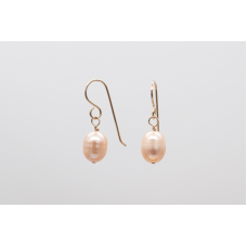 Apricot oval freshwater pearl earrings with 14k gold-filled hooks