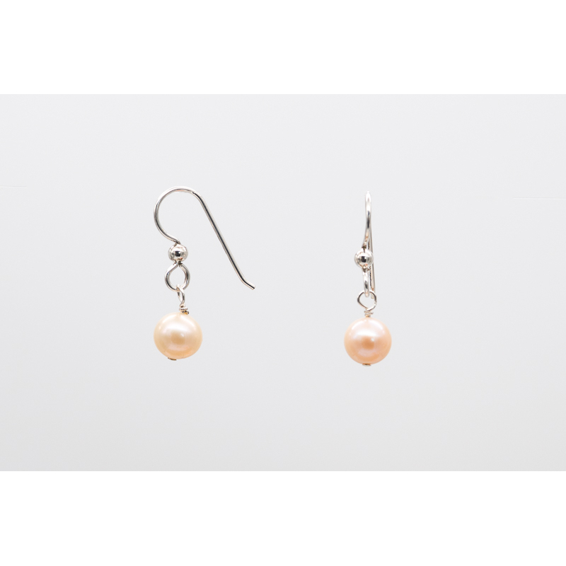 Apricot freshwater pearl earrings with sterling silver hooks