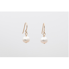Silver-white freshwater pearl earrings with 14k gold filled hooks