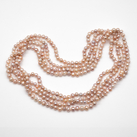 Lavender hue freshwater pearl necklace, 254 cm, no clasp