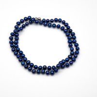 Blue large freshwater pearl necklace with clasp, 85 cm