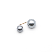 Double pearl brooch with removable grey acrylic pearls